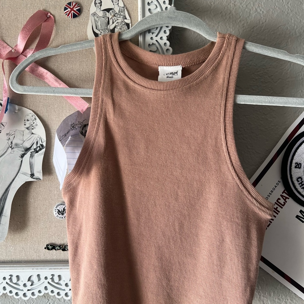 Tan Ribbed Tank Top